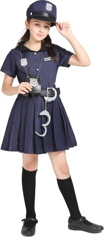 Lingway Toys Kids Police Costume For Girls,Girls Police Officer Costume Set,Kids Halloween Costume Dress Up 3-14years in Saudi Arabia