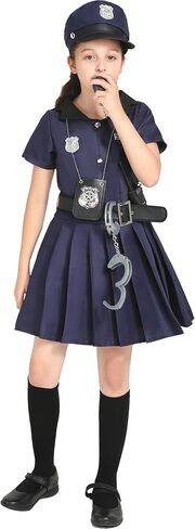 Lingway Toys Kids Police Costume For Girls,Girls Police Officer Costume Set,Kids Halloween Costume Dress Up 3-14years in Saudi Arabia