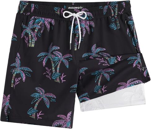 جذوع السباحة للرجال Maamgic مع بطانة الضغط 7 "بدلة السباحة الجافة الجافة الجافة للرجال مع جيوب السوستة in Kuwait