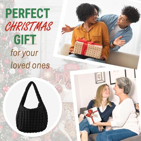 Quilted Puffer Hobo Bag, Large Nylon Crossbody Shoulder Tote, Lightweight Puffy Handbag with Zipper in Saudi Arabia