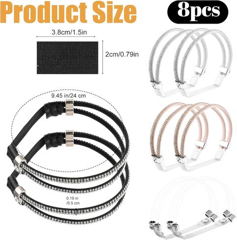Bremorou 4 Pairs Shoe Straps For Heels, Heel Straps for High Heels, Shoe Strap for Loose Shoes, 4 Styles Rhinestone Shoes Lace For Heel, Replacement Ankle Strap Detachable for Sandals Slippers in Saudi Arabia
