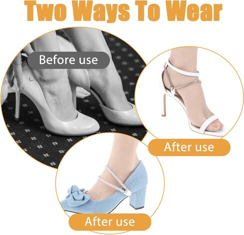 Bremorou 4 Pairs Shoe Straps For Heels, Heel Straps for High Heels, Shoe Strap for Loose Shoes, 4 Styles Rhinestone Shoes Lace For Heel, Replacement Ankle Strap Detachable for Sandals Slippers in Saudi Arabia