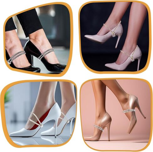 Bremorou 4 Pairs Shoe Straps For Heels, Heel Straps for High Heels, Shoe Strap for Loose Shoes, 4 Styles Rhinestone Shoes Lace For Heel, Replacement Ankle Strap Detachable for Sandals Slippers in Saudi Arabia
