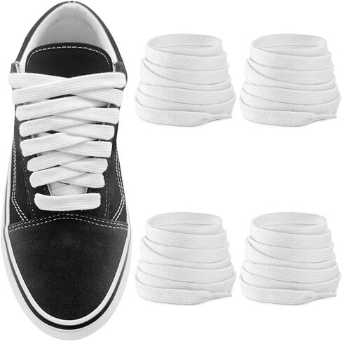2 أزواج من الأربطة العريضة 10 مم لأحذية Vans Old Skool الكلاسيكية، أربطة أحذية تزلج قطنية مسطحة واسعة مقاس 3/8 بوصة in Saudi Arabia