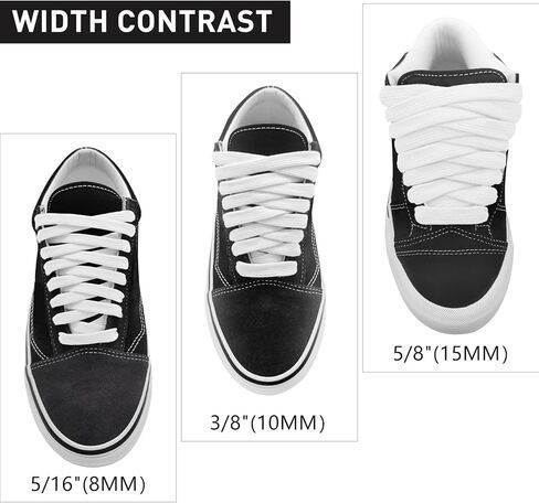 2 أزواج من الأربطة العريضة 10 مم لأحذية Vans Old Skool الكلاسيكية، أربطة أحذية تزلج قطنية مسطحة واسعة مقاس 3/8 بوصة in Saudi Arabia