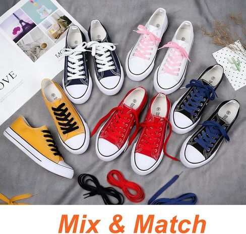 Maple&CA 4 Pairs of Flat Shoelaces for Sneakers, Athletic Shoes, and Converse High Tops – Suitable for Kids and Adults in Saudi Arabia