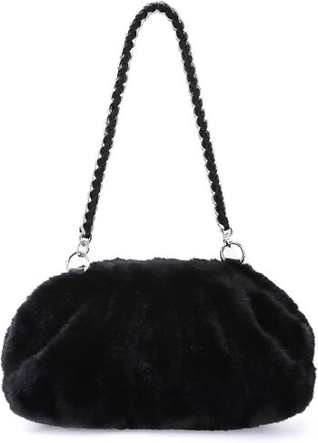 حقيبة يد رسمية من الفرو من Oweisong للنساء حقيبة يد رسمية للسهرة مصنوعة من القطيفة المكشكشة على شكل سحابة زلابية in Kuwait