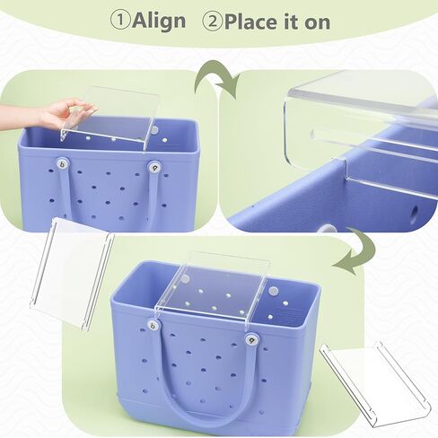 2025 صينية علوية جديدة وصينية مقسمة لحقيبة الشاطئ Bogg الكبيرة جدًا، وسطح الطاولة وإدراج منظم الكل في واحد، أكريليك عالي الشفافية، يجب أن يكون لديك ملحقات لـ Bogg- عبوتان in Kuwait