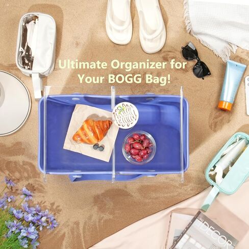 2025 صينية علوية جديدة وصينية مقسمة لحقيبة الشاطئ Bogg الكبيرة جدًا، وسطح الطاولة وإدراج منظم الكل في واحد، أكريليك عالي الشفافية، يجب أن يكون لديك ملحقات لـ Bogg- عبوتان in Kuwait