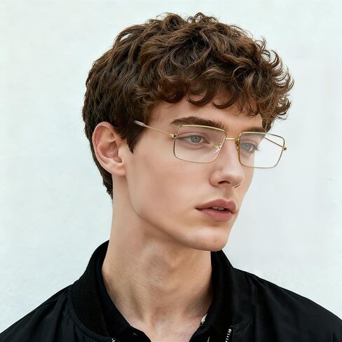 hoyuwak Fashion Blue Light Glasses for Women Men Metal Gold Rectangular Glasses Fake Square Eyeglasses Frame in Saudi Arabia
