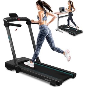 SereneLife Smart Digital Manual Incline Treadmill - Slim Folding Electric 2.5 HP Indoor Home Foldable Fitness Exercise Running Machine with Downloadable App, MP3 Player, Safety Key -SLFTRD25 in Kuwait