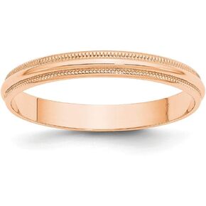10k Rose Gold 3mm Milgrain Plain Classic Dome Wedding Band Ring in Saudi Arabia