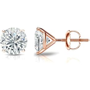 IGI Certified .50 to 12.00 Carat Round Brilliant Lab-Grown Diamond 4-Prong Stud Earrings in 14k Yellow, White or Rose Gold With Screw Back Closure in Saudi Arabia