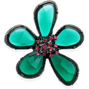 Rhinestone Black Flower Irregular Deep Green Petals Hollow Pink Cubic Zirconia Core Vintage Brooch Pin for Women Lapel Dainty Art Deco Accessories Wedding Birthday Holiday Jewelry in Saudi Arabia