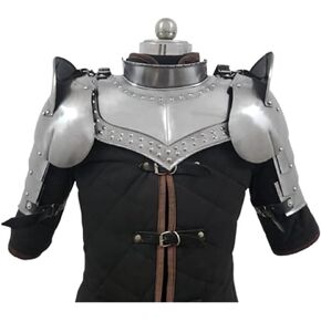 Medieval Iron Armor Gorget Set with Pauldrons Shoulder, Guard Spaulders Arm Shoulder Set Silver Polished in Kuwait