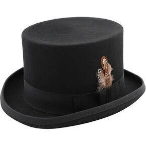 أعلى القبعات للرجال النساء الصوف طويل القامة أعلى قبعة الساتان اصطف حزب اللباس قبعة سوداء توبر قبعة عيد الميلاد زي Tophat in Kuwait