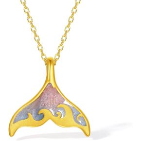 24K Solid Gold Pendants Dolphin Whale Fish Mermaid Tail Pendant Colorful Enamel Ocean Gold Jewelry for Women Lover Daughter Anniversary Pendant Only (Not Include Necklace) A0416119 in Saudi Arabia