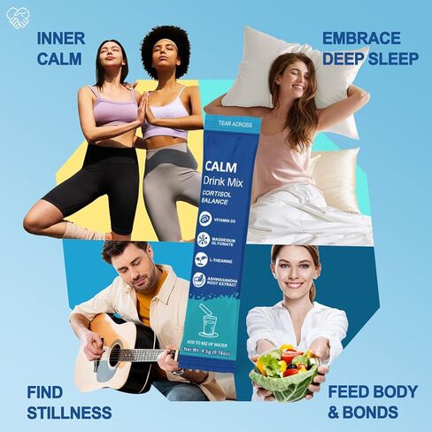 Super Cortisol Drink - Stress Relief & Sleep Aid with calm magnesium powder (Magnesium Glycinate), L-Theanine, Ashwagandha & Vitamin D - No Sugar, On The Go, 30 Count,Raspberry Lemonade Flavor in Saudi Arabia