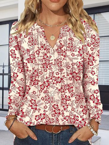 Women’s Dressy Casual Long Sleeve Tunic Tops with Pleated Ruffle, V Neck Work Blouses, Perfect to Pair with Leggings in Saudi Arabia