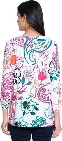 Ali Miles womens Knit Popover Tunic V Neck Cinch Sleeves in Saudi Arabia