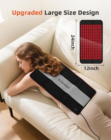 وسادة العلاج بالضوء الأحمر للجسم بالقرب من غلاف العلاج بالضوء بالأشعة تحت الحمراء مع مؤقت 24 بوصة × 12 بوصة وسادة علاج ضوئي كبيرة لتخفيف آلام العضلات والكتف والبطن والظهر in Kuwait