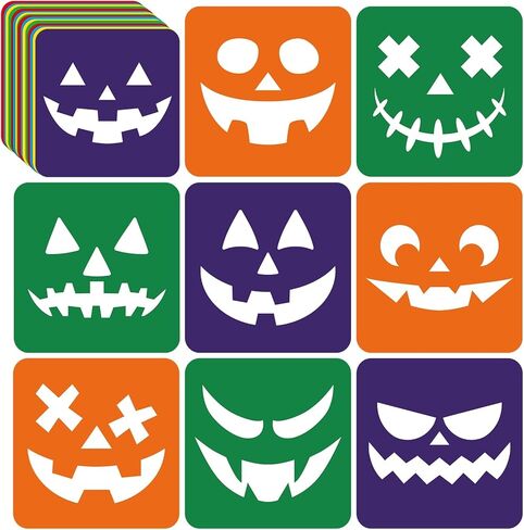 36pcs Halloween Drawing Stencils for Kids 8 Inch Pumpkins Sidewalk Chalk Stencils Painting Large Washable Reusable Halloween Themed Primary Shape Template for Kids Toddlers Preschool in Kuwait