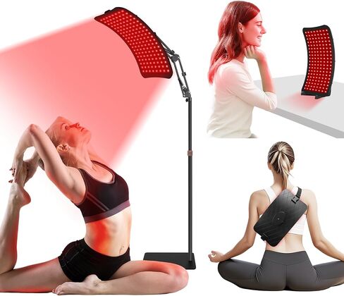 Red Light Therapy Device – 660nm Red & 850nm Infrared LED Lamp for Face & Body, Versatile Design with Stand, Legs & Strap, Well-Made and Easy to Use (Black) in Saudi Arabia