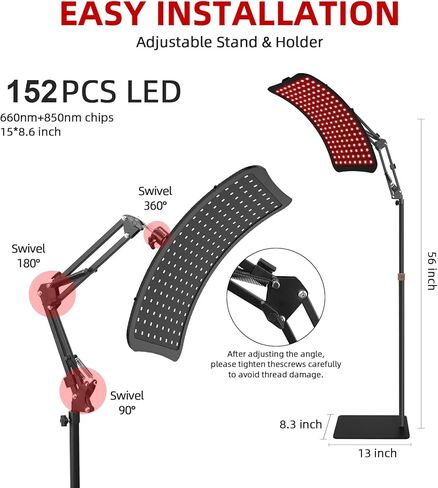 Red Light Therapy Device – 660nm Red & 850nm Infrared LED Lamp for Face & Body, Versatile Design with Stand, Legs & Strap, Well-Made and Easy to Use (Black) in Saudi Arabia