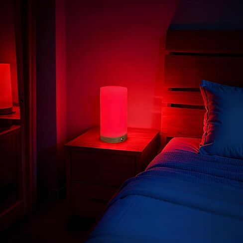 Revive - Red Light Lamp: Red Light for Sleep 660nm Melatonin Promoting Natural Sleep Aid, Bedroom & Nursery Nightlight (Milk Shade and Wood Base) in Saudi Arabia