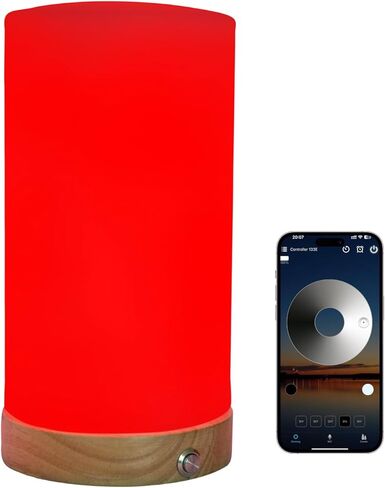 Revive - Red Light Lamp: Red Light for Sleep 660nm Melatonin Promoting Natural Sleep Aid, Bedroom & Nursery Nightlight (Milk Shade and Wood Base) in Saudi Arabia