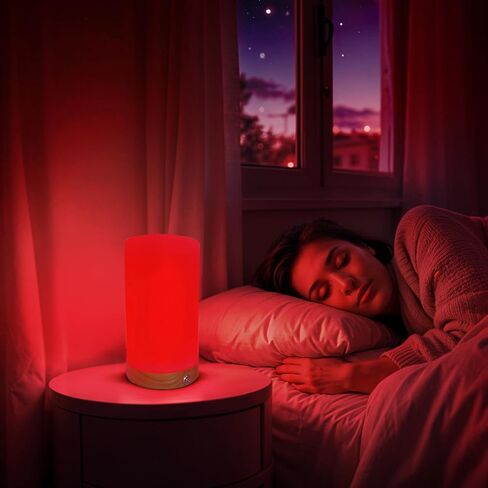 Revive - Red Light Lamp: Red Light for Sleep 660nm Melatonin Promoting Natural Sleep Aid, Bedroom & Nursery Nightlight (Milk Shade and Wood Base) in Saudi Arabia