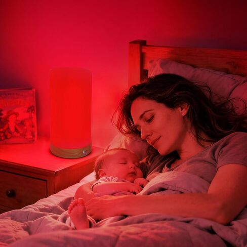 Revive - Red Light Lamp: Red Light for Sleep 660nm Melatonin Promoting Natural Sleep Aid, Bedroom & Nursery Nightlight (Milk Shade and Wood Base) in Saudi Arabia