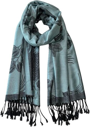 Reversible Paisley Pashmina Shawl Wrap for Women Rave Scarf Vintage Jacquard Scarves Soft All Seasons in Kuwait