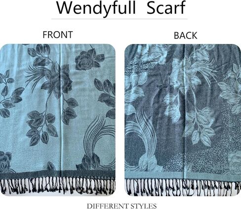Reversible Paisley Pashmina Shawl Wrap for Women Rave Scarf Vintage Jacquard Scarves Soft All Seasons in Kuwait