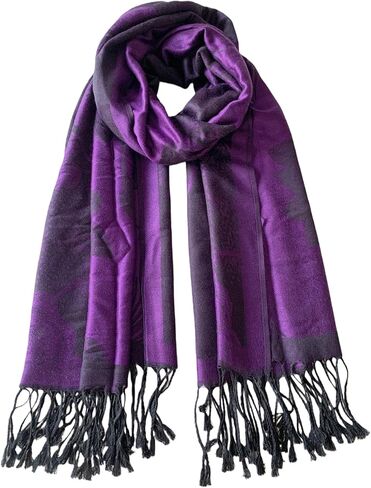 Reversible Paisley Pashmina Shawl Wrap for Women Rave Scarf Vintage Jacquard Scarves Soft All Seasons in Kuwait