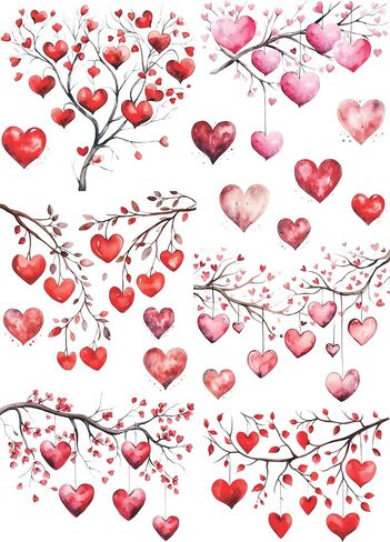 Floral Hearts Rice Paper, 11.5 x 16 inch (1pc) - Mulberry Paper for Decoupage Furniture Print Crafts in Saudi Arabia