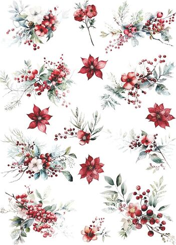Floral Hearts Rice Paper, 11.5 x 16 inch (1pc) - Mulberry Paper for Decoupage Furniture Print Crafts in Saudi Arabia