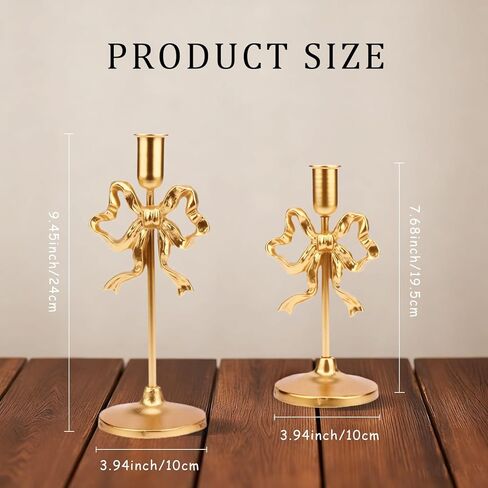 Gold Bow Tie Candle Holders, Vintage Brass Candlestick Holders for Pillar Candles, Halloween & Christmas Table Decor, Gothic Centerpiece for Dining Table, Housewarming Gifts in Saudi Arabia