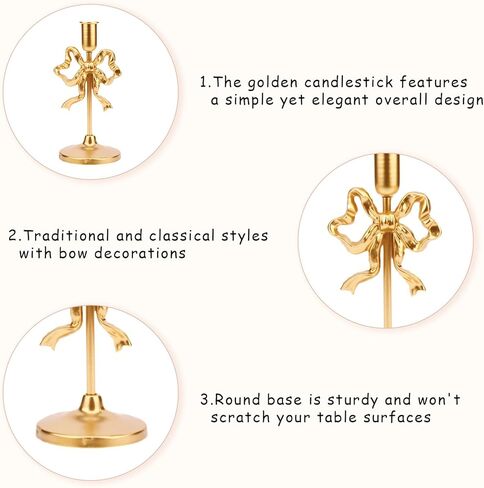 Gold Bow Tie Candle Holders, Vintage Brass Candlestick Holders for Pillar Candles, Halloween & Christmas Table Decor, Gothic Centerpiece for Dining Table, Housewarming Gifts in Saudi Arabia