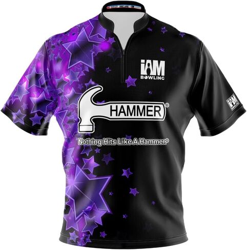 Logo Infusion I AM Bowling Jersey Short Sleeve Sash Collar 2135-HM Made in USA Hammer in Saudi Arabia