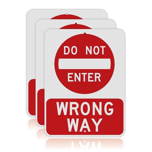 OLANZU 24 x 18 inch "Do Not Enter - Wrong Way" Metal Sign,60 mil High Intensity Prismatic Aluminum - Honeycomb Reflective Metal Do Not Enter Signs - Rust & Fade Resistant in Saudi Arabia