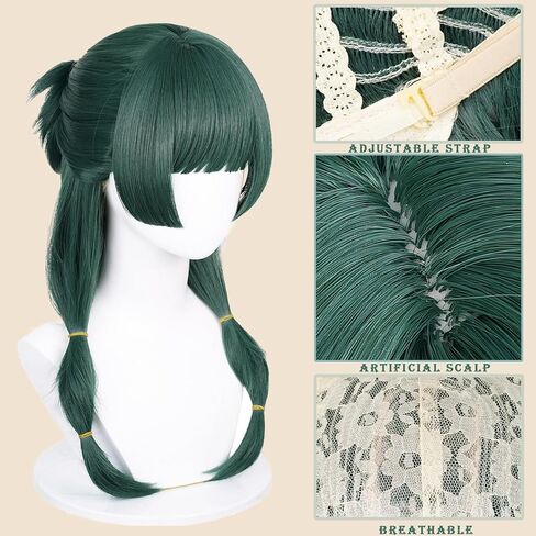 Aicos MaoMao Cosplay Wigs for Women Dark Green Anime Wig with Bangs for Daily Hallloween Costume Party in Saudi Arabia