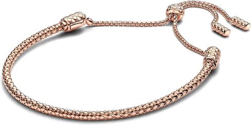 Pandora Moments Schiebeverschluss-Nietenarmband Aus Sterling Silber mit Rosévergoldeter Metalllegierung, Kompatibel mit Pandora Moments Charms, Gright: 28 cm, 583090C00-2 in Saudi Arabia
