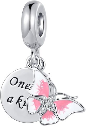 Butterfly and Quote One of a Kind Double Dangle Charm Compatible with Pandora Charms Bracelets in Saudi Arabia