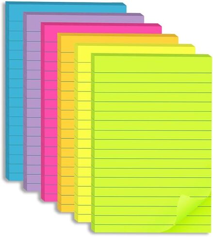 (12 Pack) Lined Sticky Notes 4x6 in Post Ruled Stickies Super Sticking Power Memo Pads Bright Colors in Kuwait