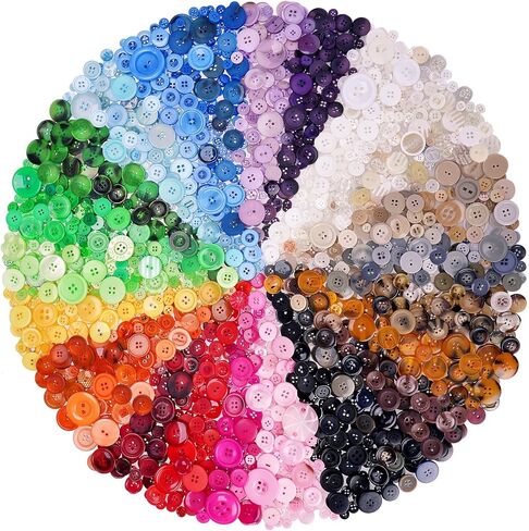 1400-1500pcs Assorted Craft Buttons,12 Color Mixed Size Resin Buttons for Manual Button Painting Sensory Play School Projects,DIY Handmade Ornament in Kuwait