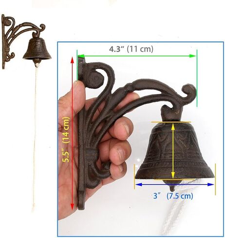Vintage Rustic Cast Iron Bell - Dinner Bell - Wall Mounted Door Bell - Decorative Outdoor Bell in Saudi Arabia
