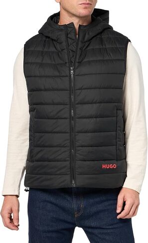 HUGO mens Contrast Logo Hooded Nylon Padded Vest in Saudi Arabia