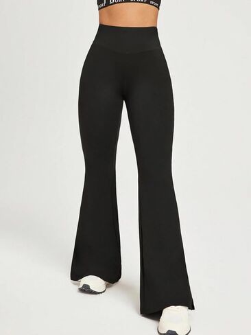 Flare Leggings,Yoga Pants for Women Tummy Control,High-Waisted Yoga Pants with Pockets,Wide Leg for Gym,Lounge & Travel in Saudi Arabia