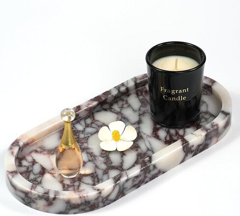 Violet Marble Oval Tray - Stone Decorative Perfume Trinket Jewelry Dish, Catchall Organizer for Bathroom Vanity Dresser Kitchen Countertop Home Decor in Saudi Arabia